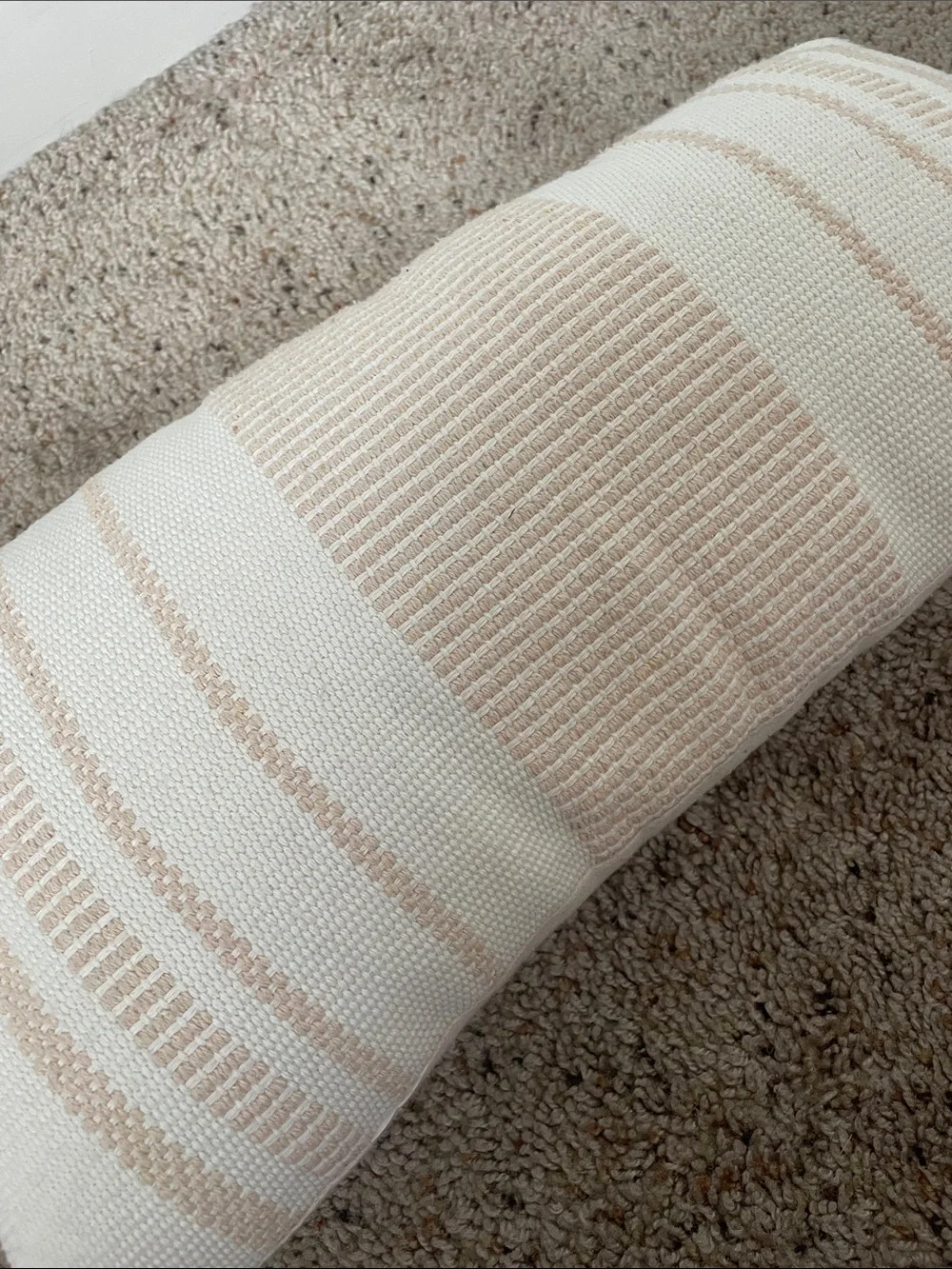 Neutral Cream and Tan Striped Decorative Pillow